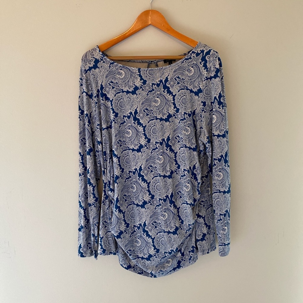 cute blue flowered long sleeve shirt